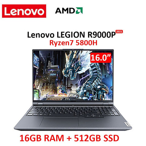 Professional Lenovo Legion R9000P 2021 e-sports 16inch Gaming Laptop 165Hz AMD R7-5800H GeForce RTX3060 / RTX 3070 Backlit metal