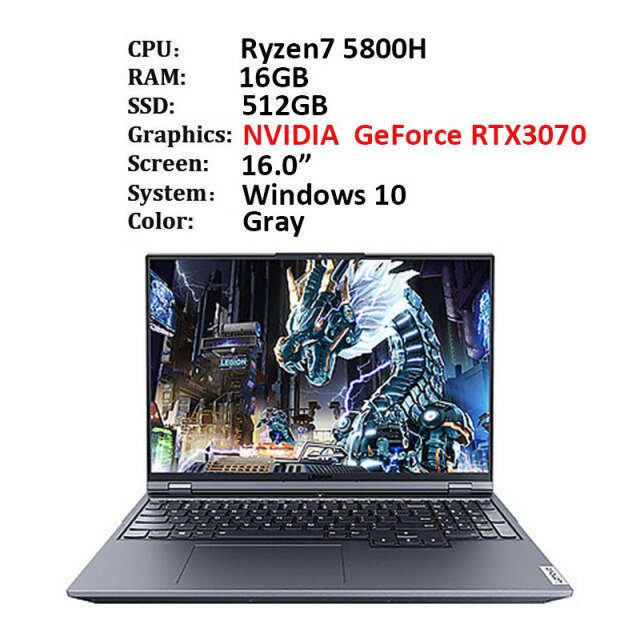 Professional Lenovo Legion R9000P 2021 e-sports 16inch Gaming Laptop 165Hz AMD R7-5800H GeForce RTX3060 / RTX 3070 Backlit metal