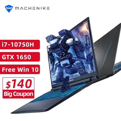 Machenike T58 Gaming laptop Intel i7 10750H Laptops GTX1650 4G Windows 10 Pro 16GB RAM 512G SSD 15.6'' 6mm Border IPS notebook