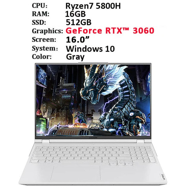 New Lenovo Legion R9000P 2021 Gaming Laptop 16inch 165Hz High Refresh Rate IPS Screen AMD R7 5800H GeForce RTX3060 Backlit metal